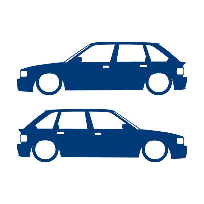 Set Of 2 Lowered Car Silhouette Decal Stickers For MG Maestro Turbo Blue