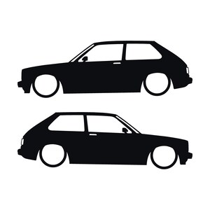 Conjunto de 2 adesivos com silhueta de carro rebaixado para Toyota Starlet GT Turbo EP82 JDM Preto