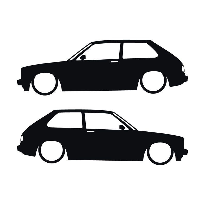 Conjunto de 2 adesivos com silhueta de carro rebaixado para Toyota Starlet GT Turbo EP82 JDM Preto