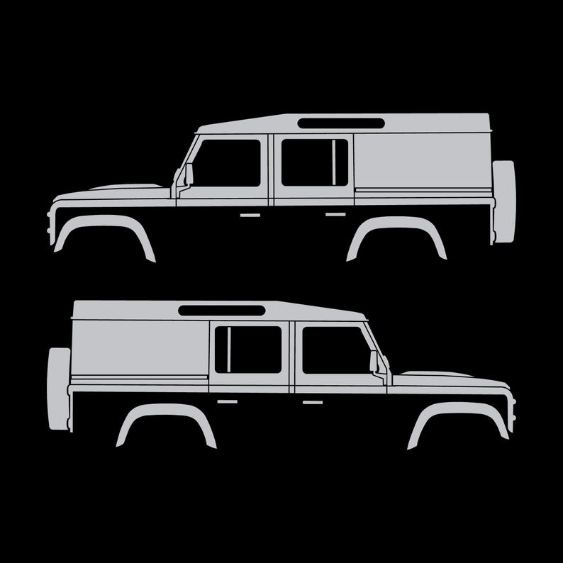 Lot de 2 autocollants silhouette de voiture pour Land Rover Defender 110 Utility Classic Argent