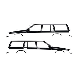 Zestaw 2 naklejek z sylwetkami samochodów do Volvo 745 Wagon Czarny