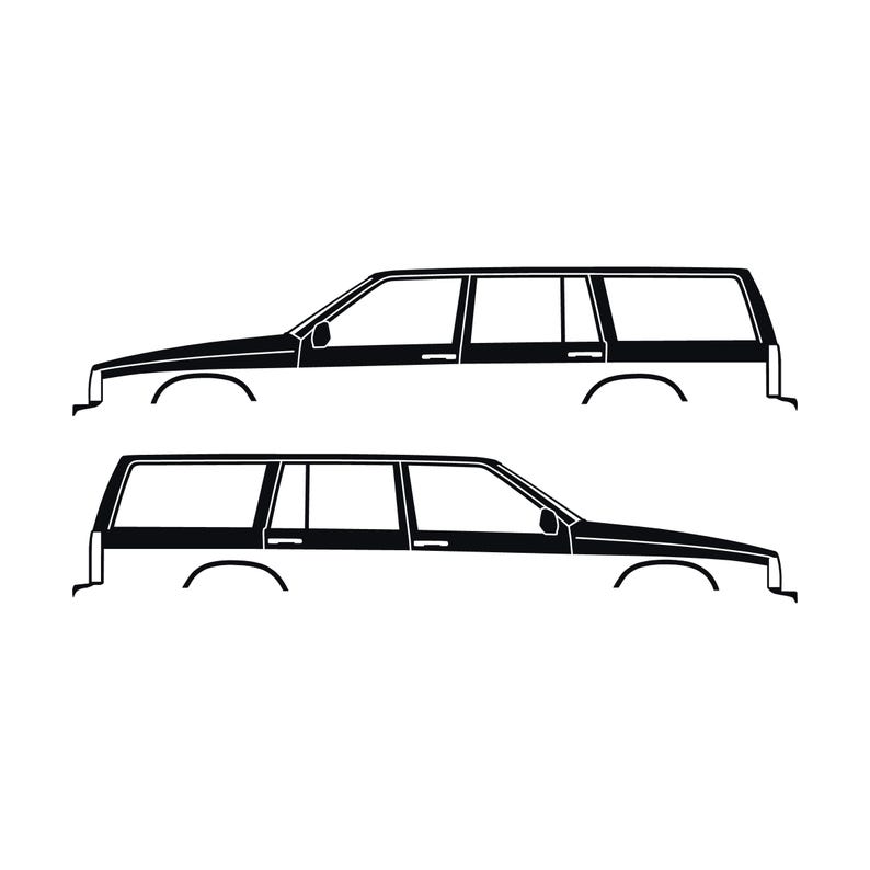 Zestaw 2 naklejek z sylwetkami samochodów do Volvo 745 Wagon Czarny