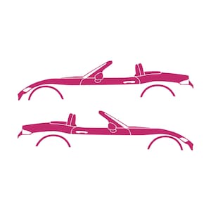 Set Of 2 Lowered Car Silhouette Decal Stickers For Mazda Miata MX5 ND Pink