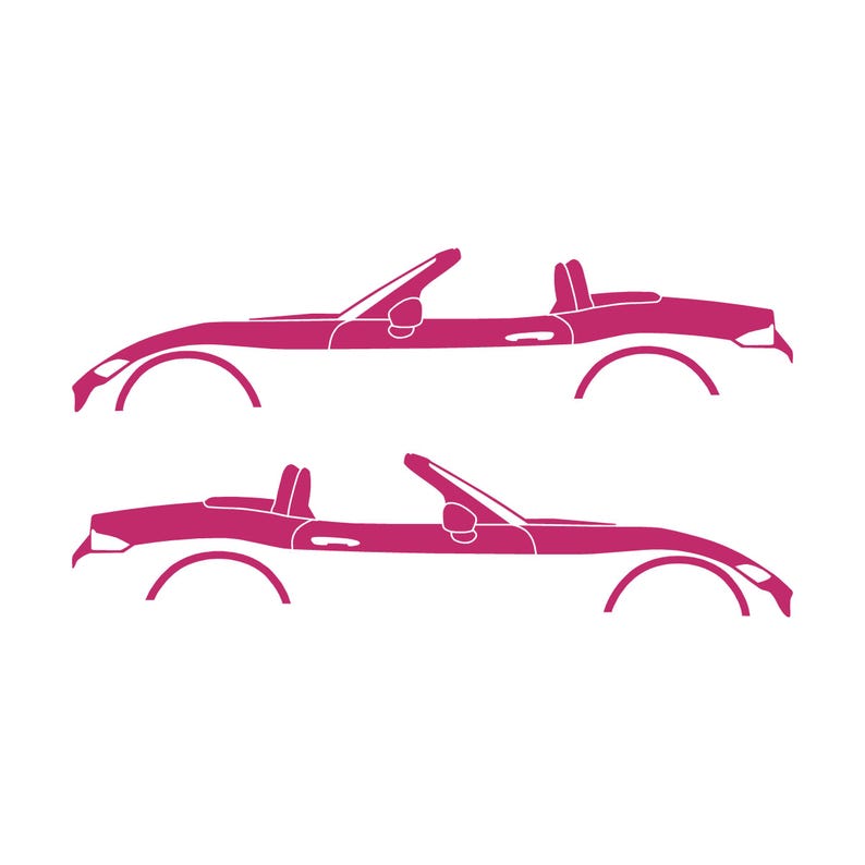 Set Of 2 Lowered Car Silhouette Decal Stickers For Mazda Miata MX5 ND Pink