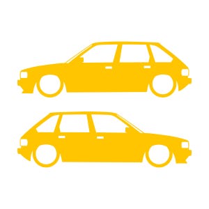 Set Of 2 Lowered Car Silhouette Decal Stickers For Austin Maestro Yellow