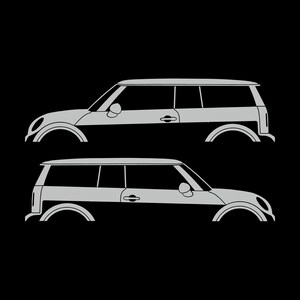 Set Of 2 Car Silhouette Decal Stickers For Mini Clubman R55 - 1st Gen 2007-14 Light Grey