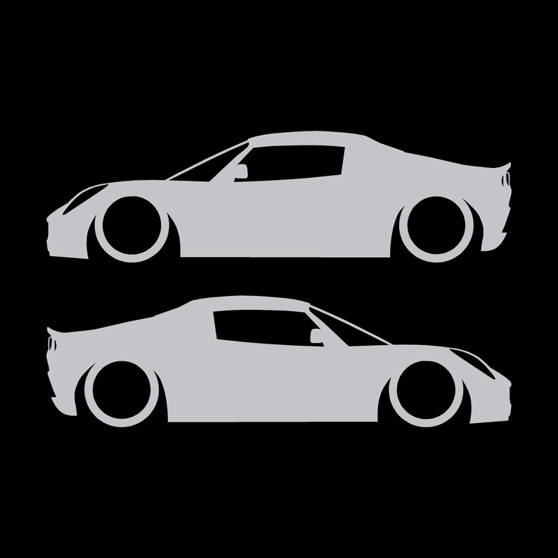 Juego de 2 pegatinas decorativas con silueta de coche rebajado para Lotus Elise S2 Plata