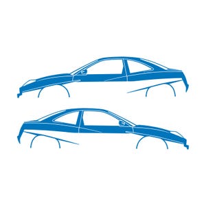 Set Of 2 Lowered Car Silhouette Decal Stickers For Fiat Coupe Sky Blue
