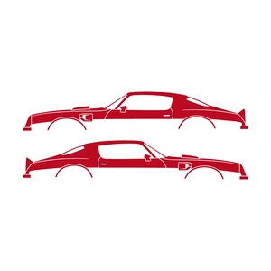 Set Of 2 Car Silhouette Decal Stickers For Pontiac Firebird Trans Am 1974 2nd Gen Red