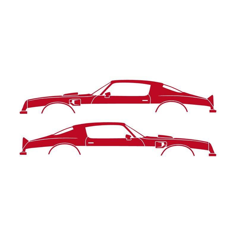 Set Of 2 Car Silhouette Decal Stickers For Pontiac Firebird Trans Am 1974 2nd Gen Red