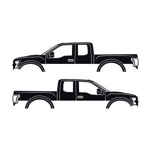 Set Of 2 Car Silhouette Decal Stickers For Ford Raptor F150 2nd Gen 2017 Black
