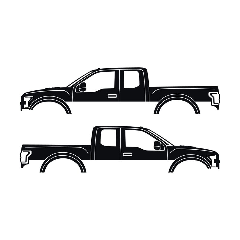Set Of 2 Car Silhouette Decal Stickers For Ford Raptor F150 2nd Gen 2017 Black