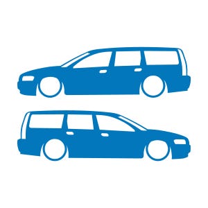 Set Of 2 Car Silhouette Decal Stickers For Volvo V70 T5 R 2nd Gen 2000-07 Sky Blue