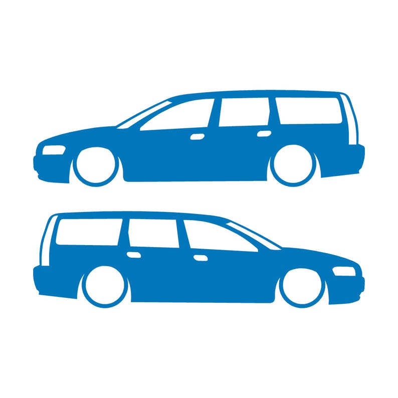 Set Of 2 Car Silhouette Decal Stickers For Volvo V70 T5 R 2nd Gen 2000-07 Sky Blue