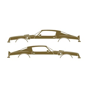 Set Of 2 Car Silhouette Decal Stickers For Pontiac Firebird Trans Am 1974 2nd Gen Gold