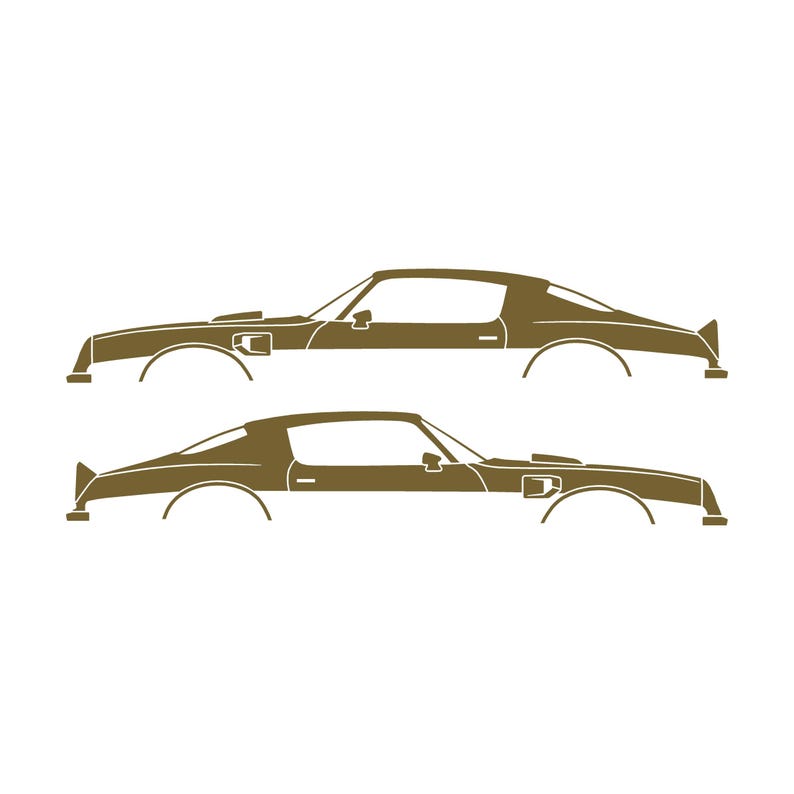 Set Of 2 Car Silhouette Decal Stickers For Pontiac Firebird Trans Am 1974 2nd Gen Gold