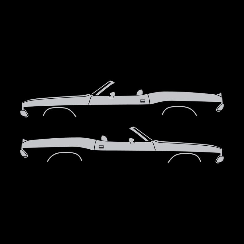 Set Of 2 Car Silhouette Decal Stickers For Dodge Challenger Classic Convertible Silver