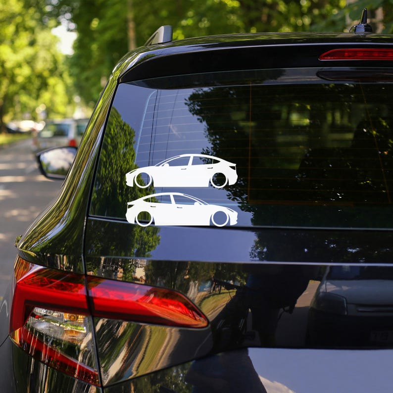Set Of 2 Lowered Car Silhouette Decal Stickers For Tesla Model Y image 2