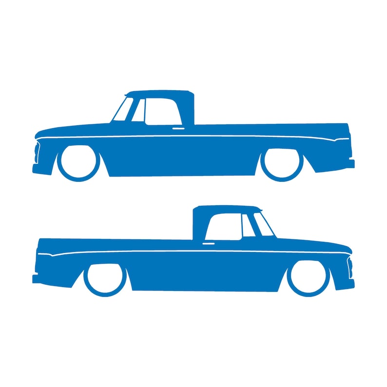 Set Of 2 Car Silhouette Decal Stickers For 1961-65 Dodge D100 Sweptline Long Bed 1st Gen Sky Blue