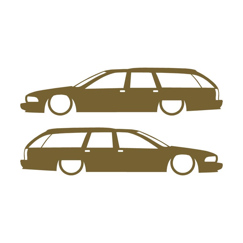 Set Of 2 Car Silhouette Decal Stickers For Chevrolet Caprice 4th Gen Station Wagon Gold