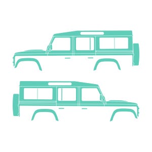 Juego de 2 pegatinas con silueta de coche para Land Rover Defender 110 Classic Wagon Mint