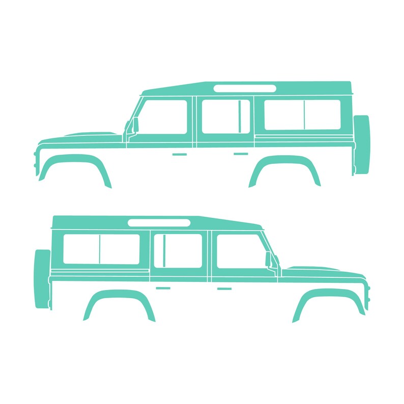 Juego de 2 pegatinas con silueta de coche para Land Rover Defender 110 Classic Wagon Mint