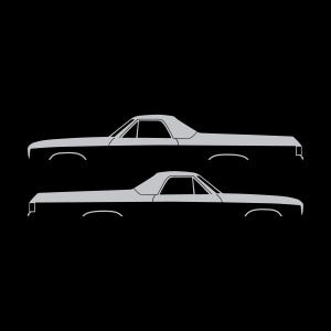 Set Of 2 Car Silhouette Decal Stickers For 1974 Chevrolet El Camino 4th Gen Silver