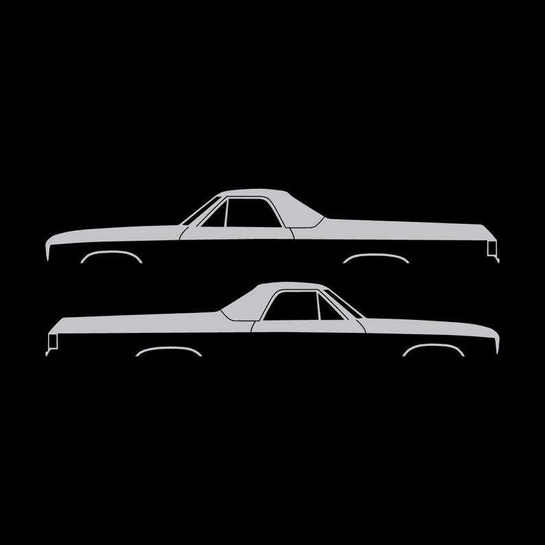 Set Of 2 Car Silhouette Decal Stickers For 1974 Chevrolet El Camino 4th Gen Silver
