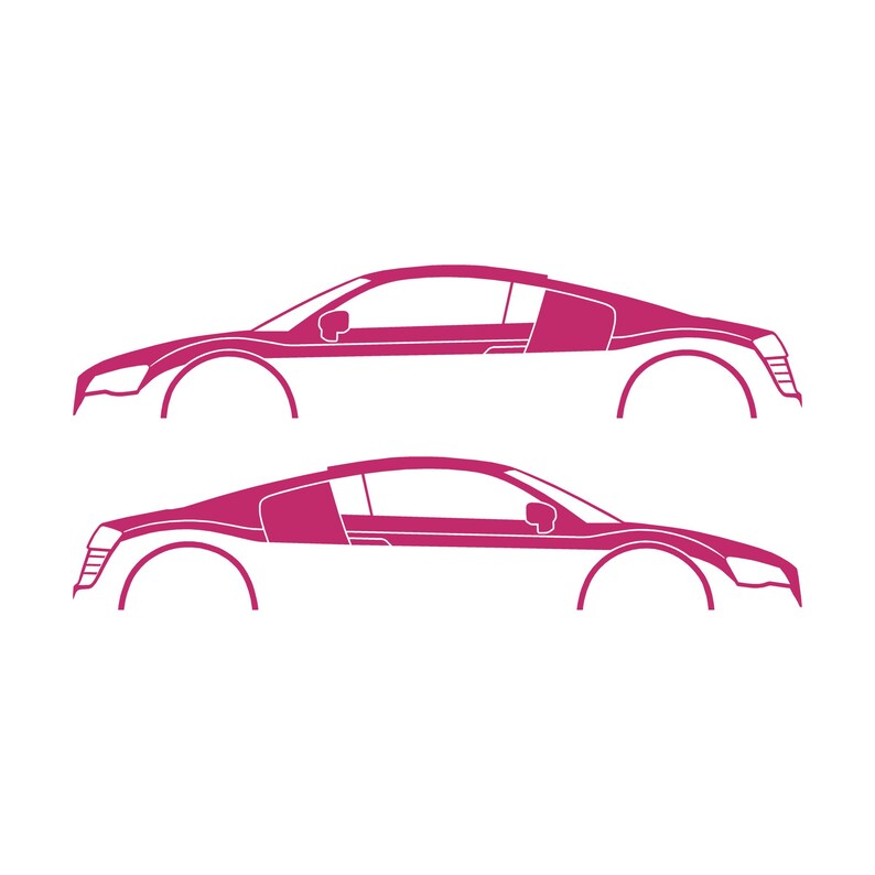 Juego de 2 pegatinas con silueta de coche para Audi R8 Coupé de primera generación Rosa