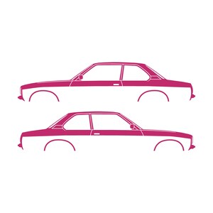 Set Of 2 Car Silhouette Decal Stickers For Opel Ascona B 4-Door Sedan Pink