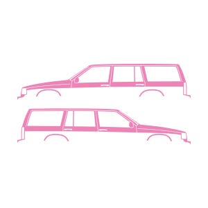 Conjunto de 2 adesivos com silhueta de carro para Volvo 945 Wagon Soft Pink