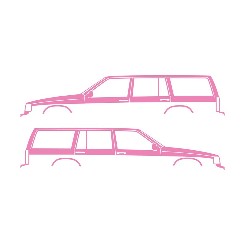 Conjunto de 2 adesivos com silhueta de carro para Volvo 945 Wagon Soft Pink