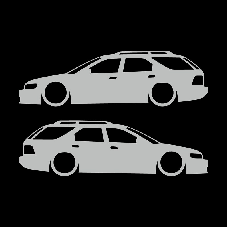 Set med 2 sänkta silhuettdekaler för Honda Accord 5:e generationen 1993-97 kombi Light Grey