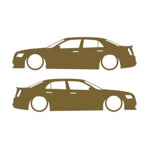 Juego de 2 pegatinas con silueta de coche rebajado para Chrysler 300 SRT de segunda generación. Oro