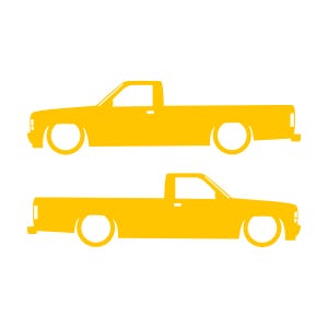 Set med 2 lastbilssilhuettdekaler för Dodge Dakota 1:a generationens single cab pickup Gul