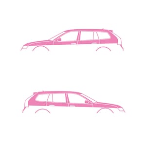 Juego de 2 pegatinas con silueta de coche para Saab 9-3 Early Spec 2nd Gen Sports Tourer Wagon Soft Pink