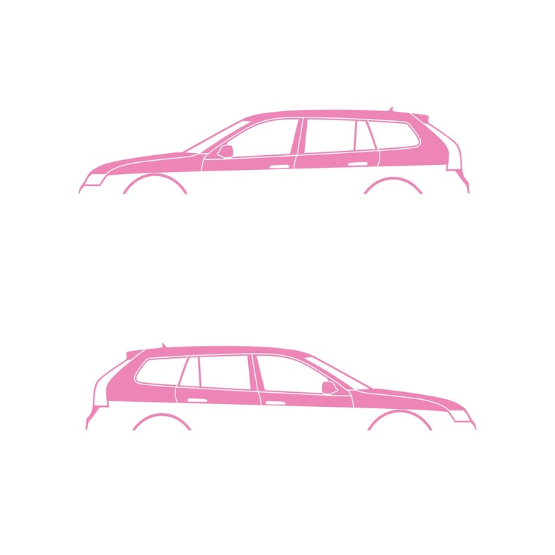 Juego de 2 pegatinas con silueta de coche para Saab 9-3 Early Spec 2nd Gen Sports Tourer Wagon Soft Pink