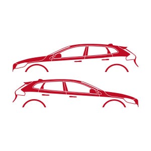 Set Of 2 Car Silhouette Decal Stickers For Volvo V40 2012-19 Red