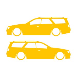 Juego de 2 pegatinas decorativas con silueta de coche rebajado para Nissan Stagea 1996-98 WC34 Zenki Wagon Amarillo
