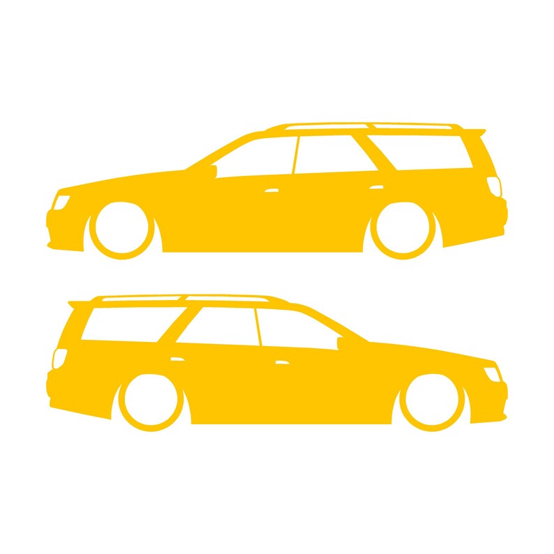 Juego de 2 pegatinas decorativas con silueta de coche rebajado para Nissan Stagea 1996-98 WC34 Zenki Wagon Amarillo