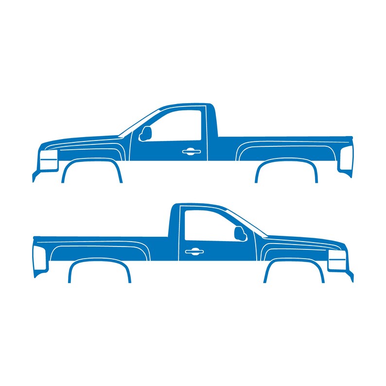 Set mit 2 Auto-Silhouette-Aufklebern für Chevrolet Silverado 2007-13 Einzelkabine Sky Blue
