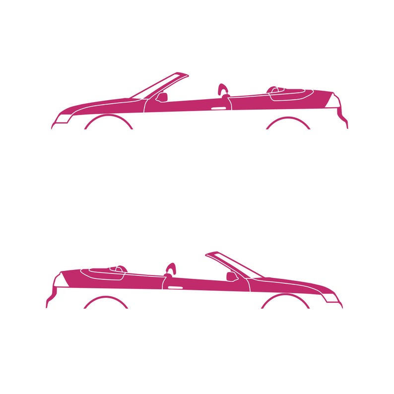 Set Of 2 Car Silhouette Decal Stickers For Saab 9-3 Early Spec 2nd Gen Convertible Pink