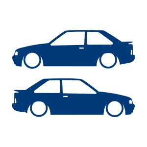 Set Of 2 Car Silhouette Decal Stickers For Ford Escort Mk4 RS Turbo XR3i Blue