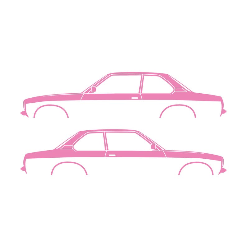 Juego de 2 pegatinas con silueta de coche para Opel Ascona C Coupé sedán de 2 puertas Soft Pink