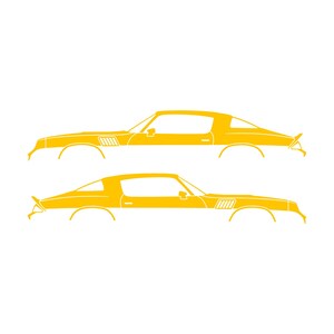 Set mit 2 Auto-Silhouette-Aufklebern für Chevrolet Camaro Z28 2. Generation 1978-79 Coupé Gelb