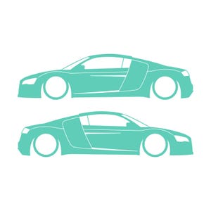 Juego de 2 pegatinas decorativas con silueta de coche rebajado para Audi R8 Coupé de primera generación (2007-2015) Mint