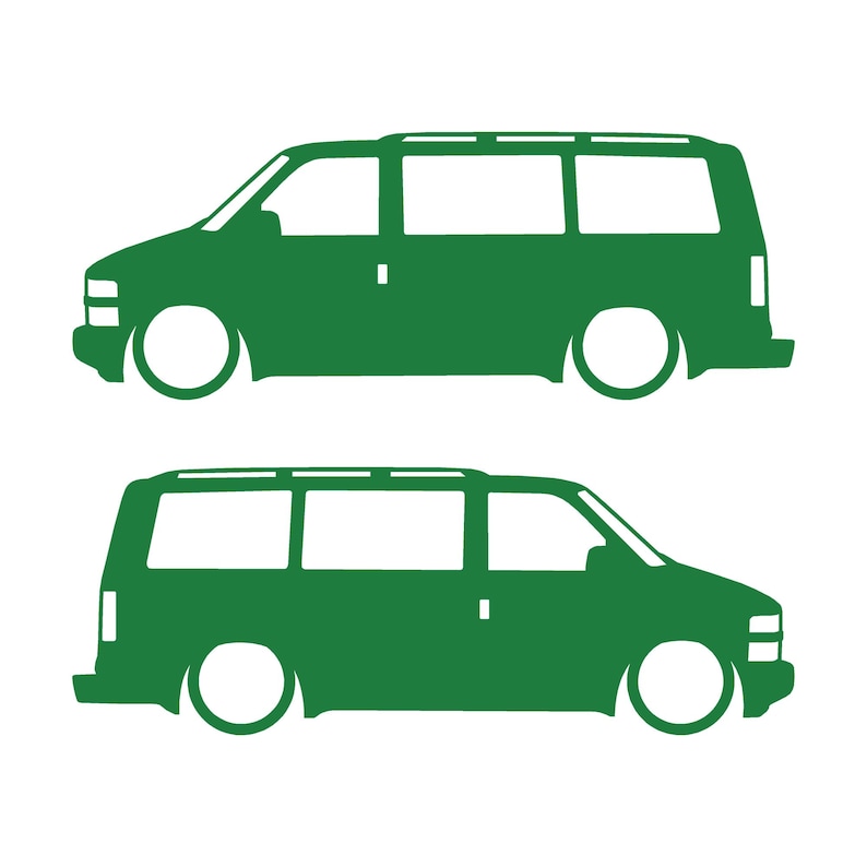 Set Of 2 Van Silhouette Decal Stickers For Chevrolet Astro LT 1995-2005 Green