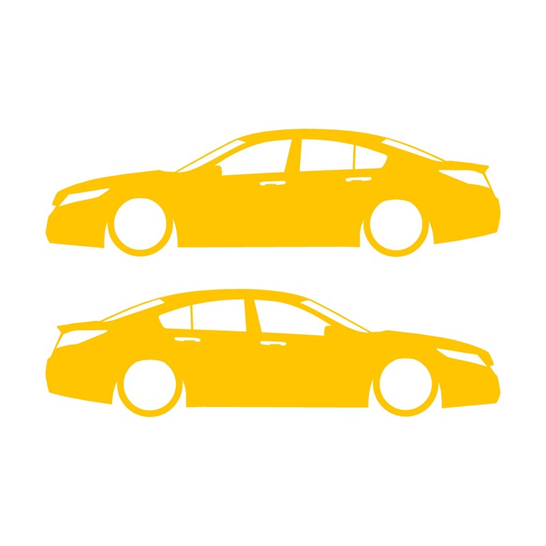 Set Of 2 Lowered Car Silhouette Decal Stickers For Acura TL 4th Gen UA8 2009-14 Yellow