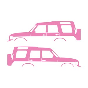 Set mit 2 Auto-Silhouette-Aufklebern für Land Rover Discovery Classic S2 Soft Pink