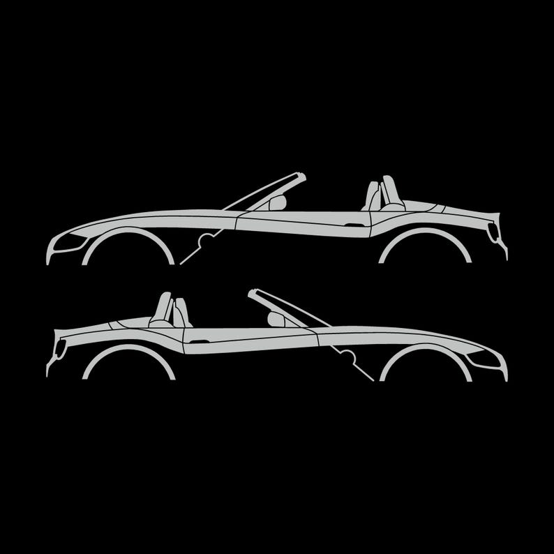 Set Of 2 Car Silhouette Decal Stickers For BMW Z4 E85 Roadster Light Grey